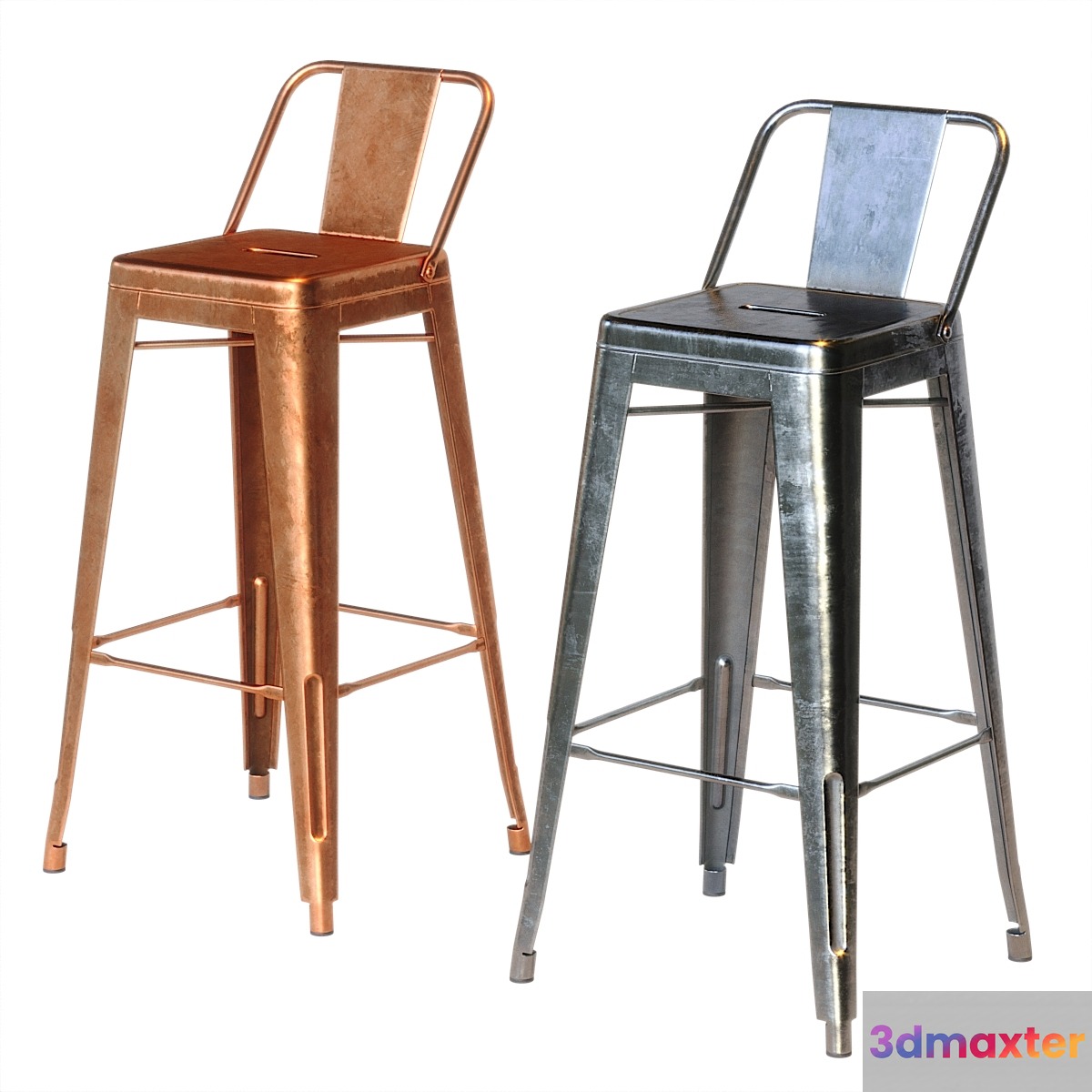 Xavier Pauchard Tolix Style Metal Bar Stool 3D Max