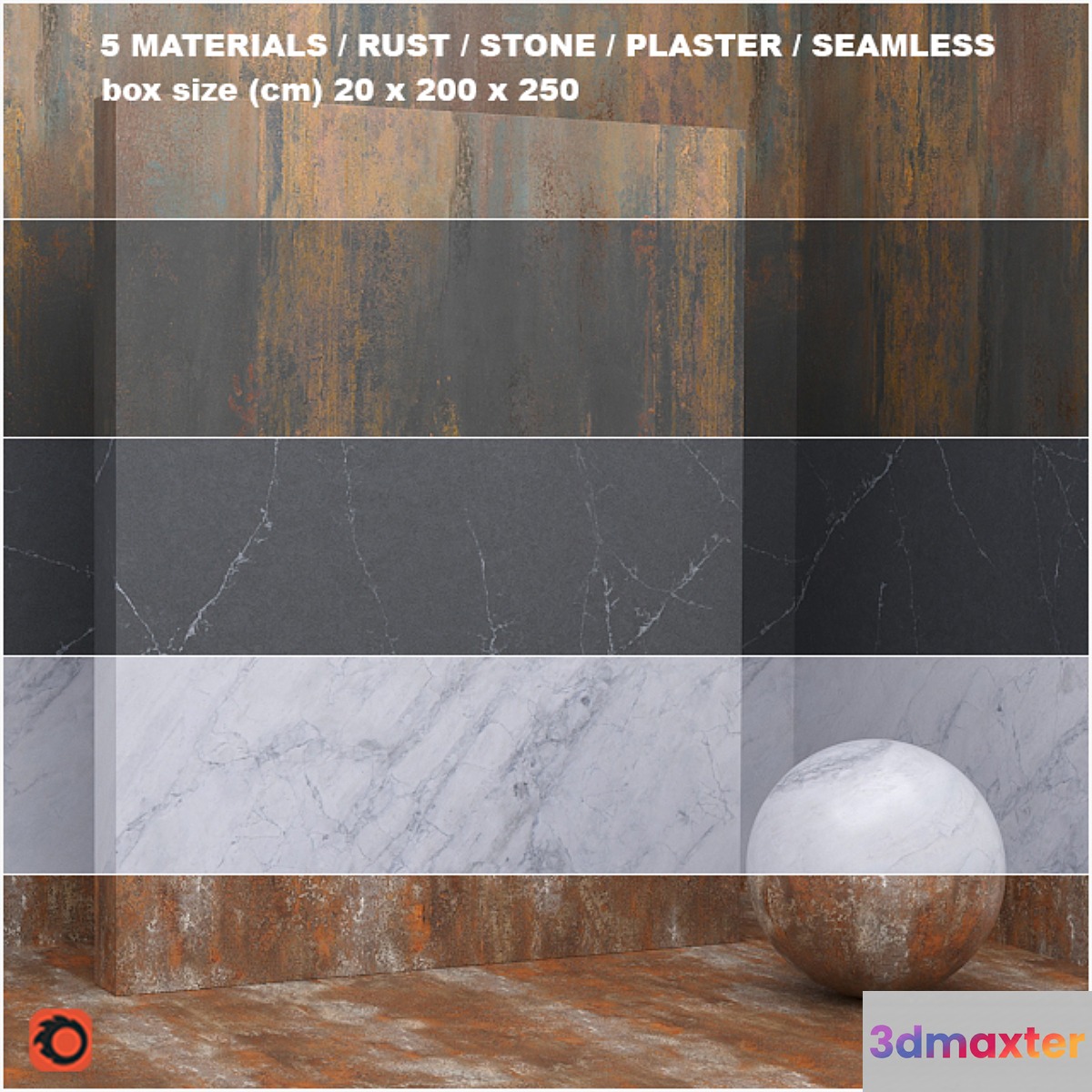 5 materials (seamless) - stone plaster - set 26 3D Max