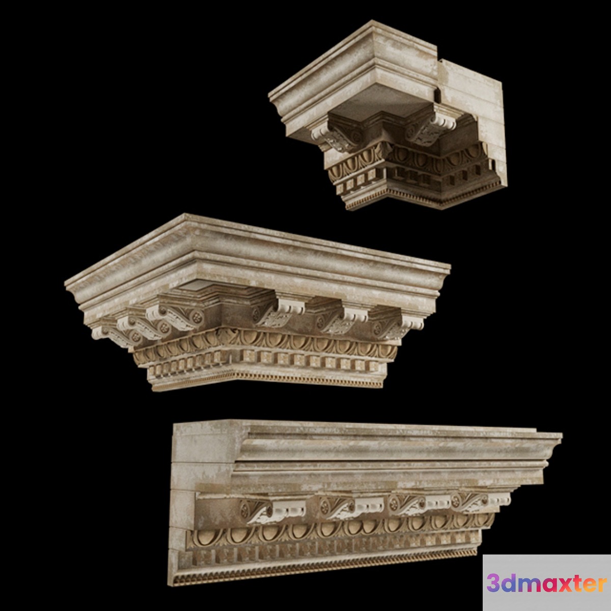 Classic curtain rod (3 types) 3D Max