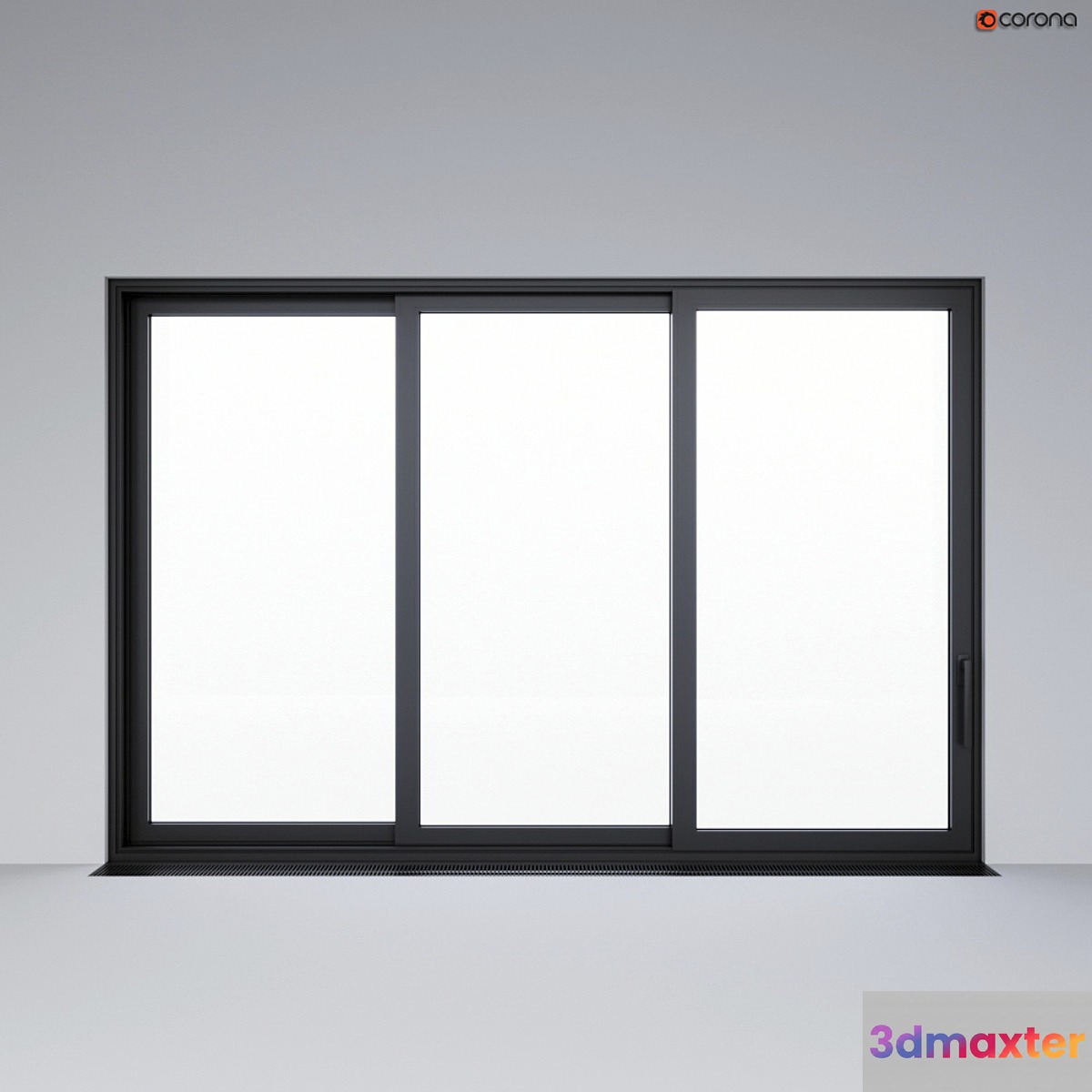 Sliding aluminum window (door 3D Max