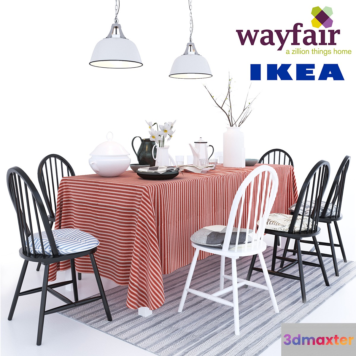 6 chairs Geraldine Westminster with pillows Ikea table Ingo - No.2