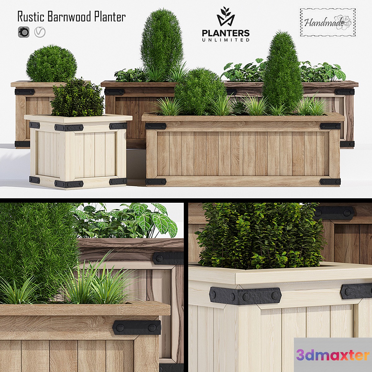 Rustic barnwood planter one 3D Max