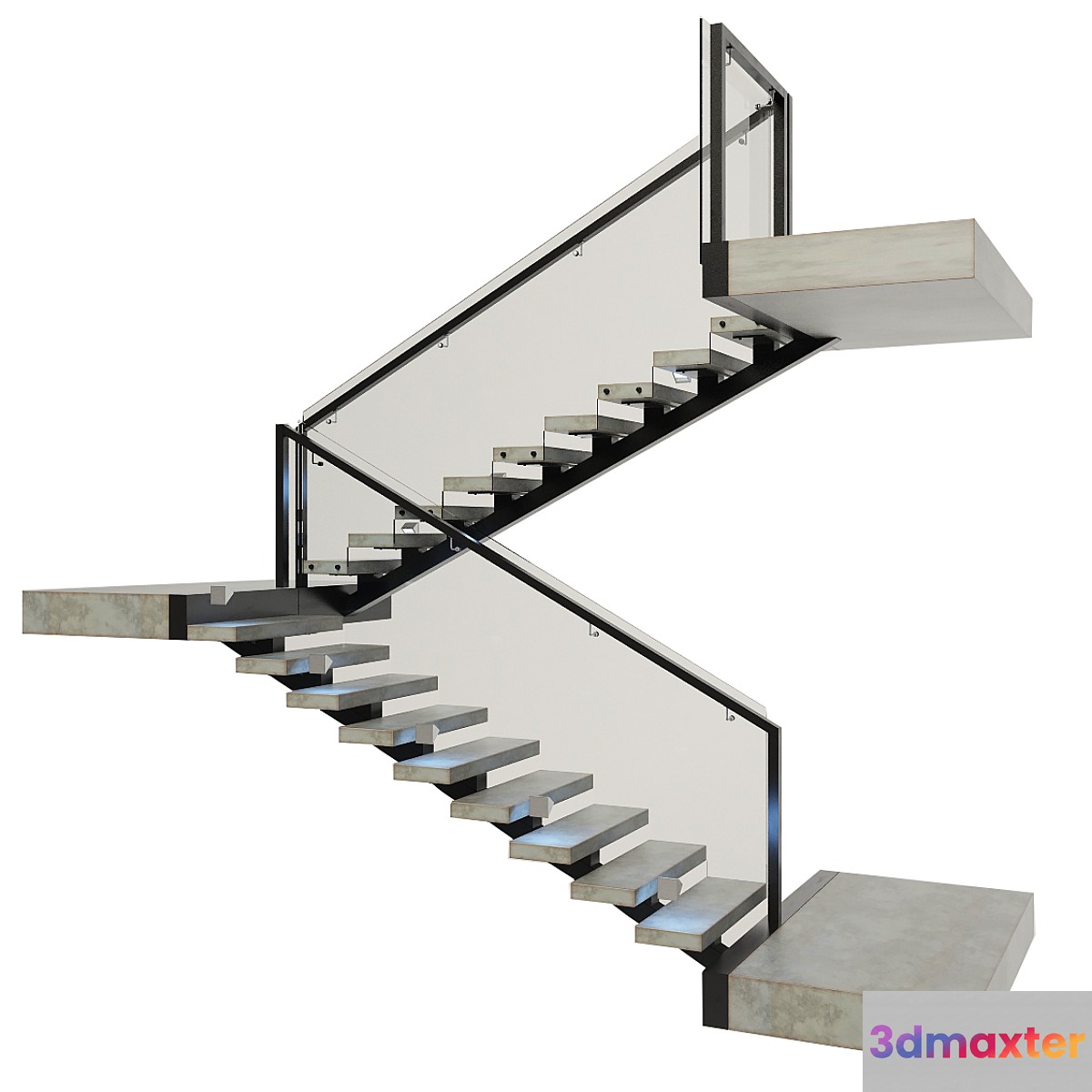Ladder made of concrete metal and glass with backlight illuminated PROFI LED IP44 3D Max