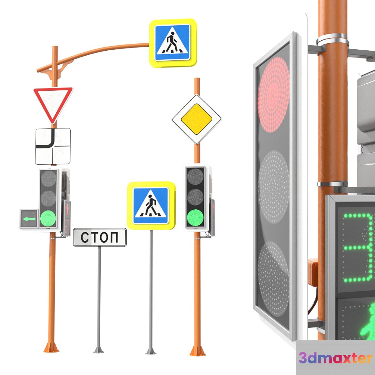 LED Traffic Light 3D Max