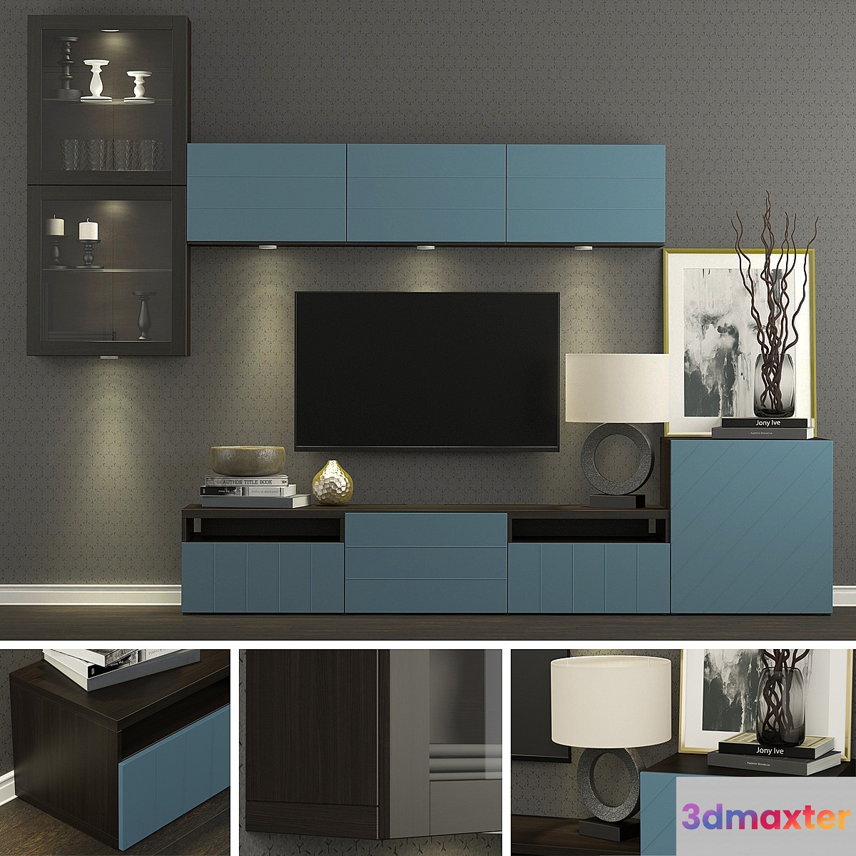 TV cabinet Ikea Besto _ Besta Hallstavik (dark blue). 3D Max