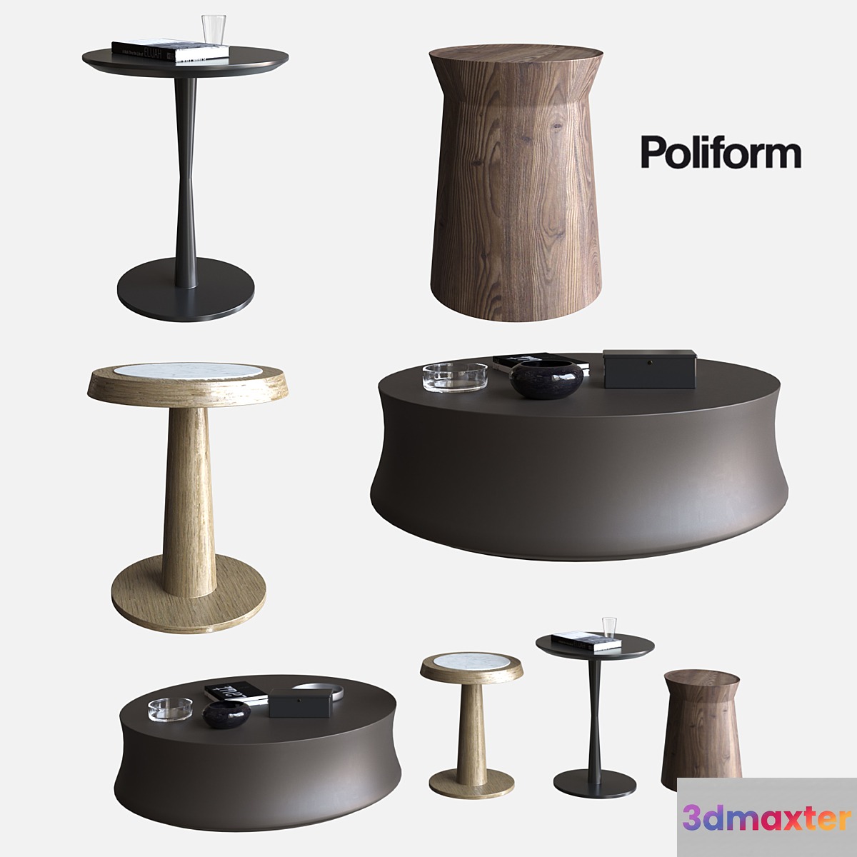 POLIFORM COFFEE TABLES DAMA & SOORI & FLUTE & ANNA 3D Max