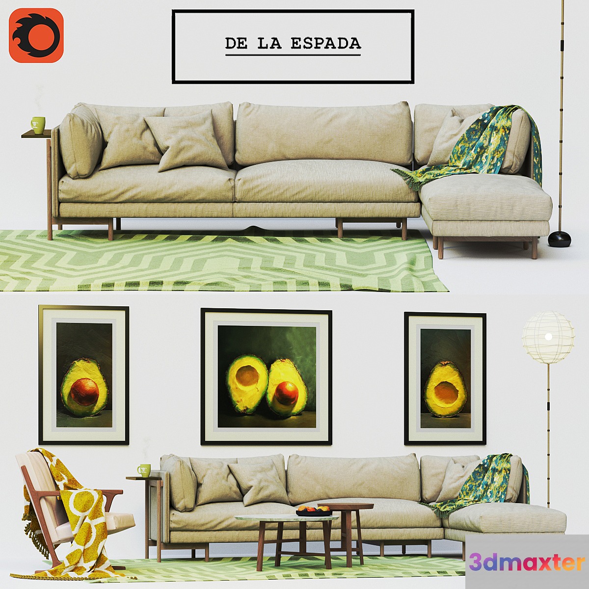 De La Espada Sofa Frame Armchair Woody 3D Max