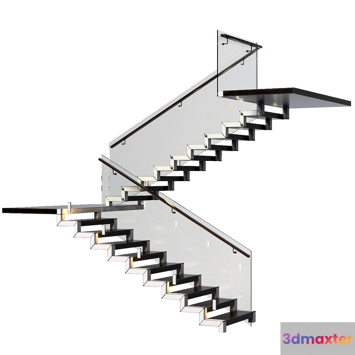 Stairs made of granite metal and glass with illumination Astro 7481 Borgo 43 3D Max