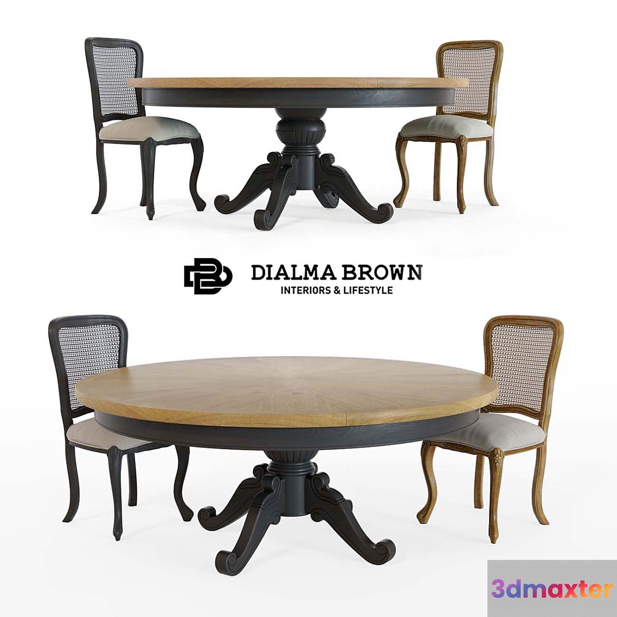Dialma Brown table and chair 3D Max