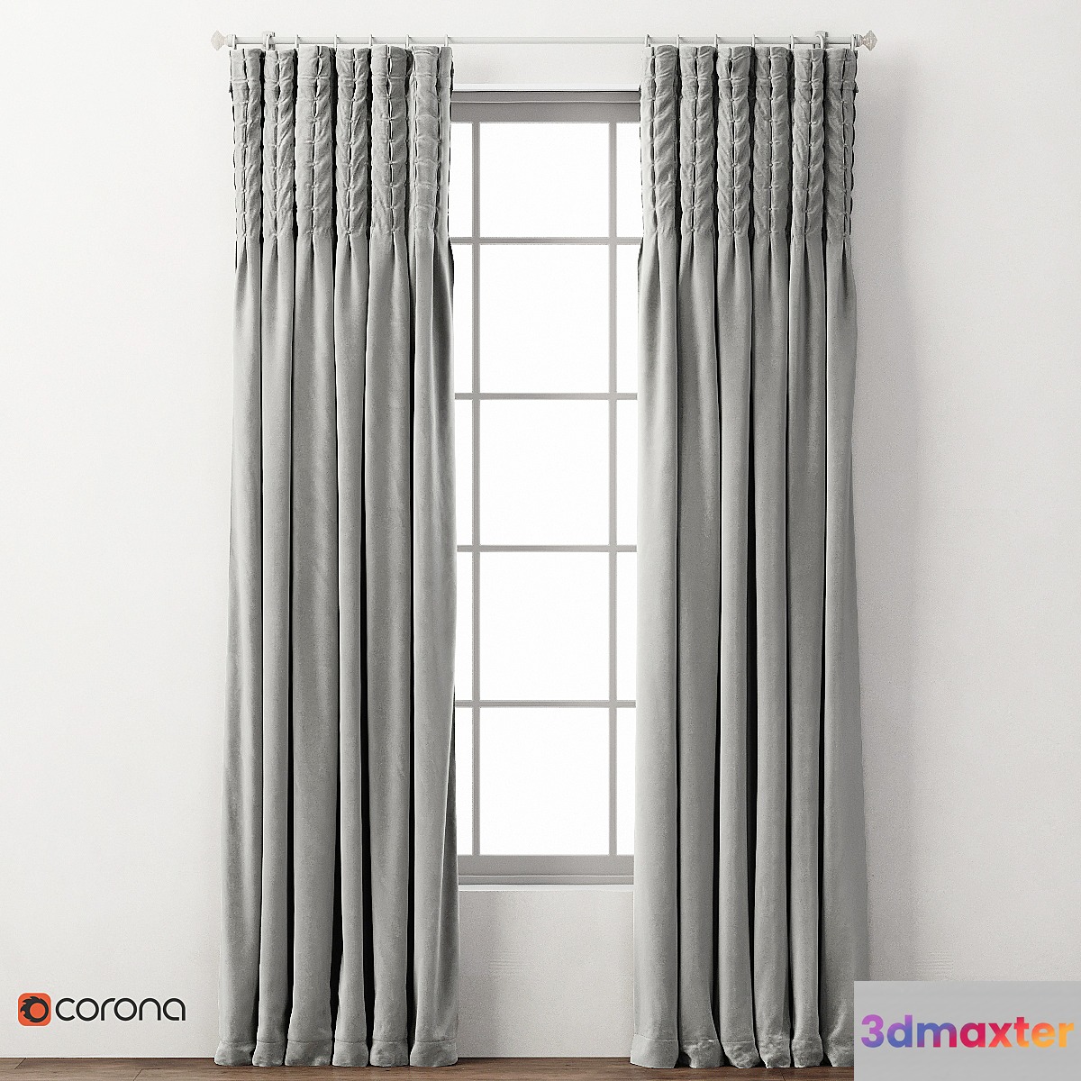 RH _ BOX-TUFTED VELVET DRAPERY PANEL_1 - No.2 3D Max