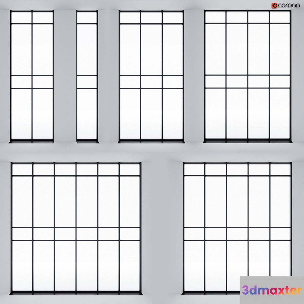 Double-glazed panoramic glazing 3D Max