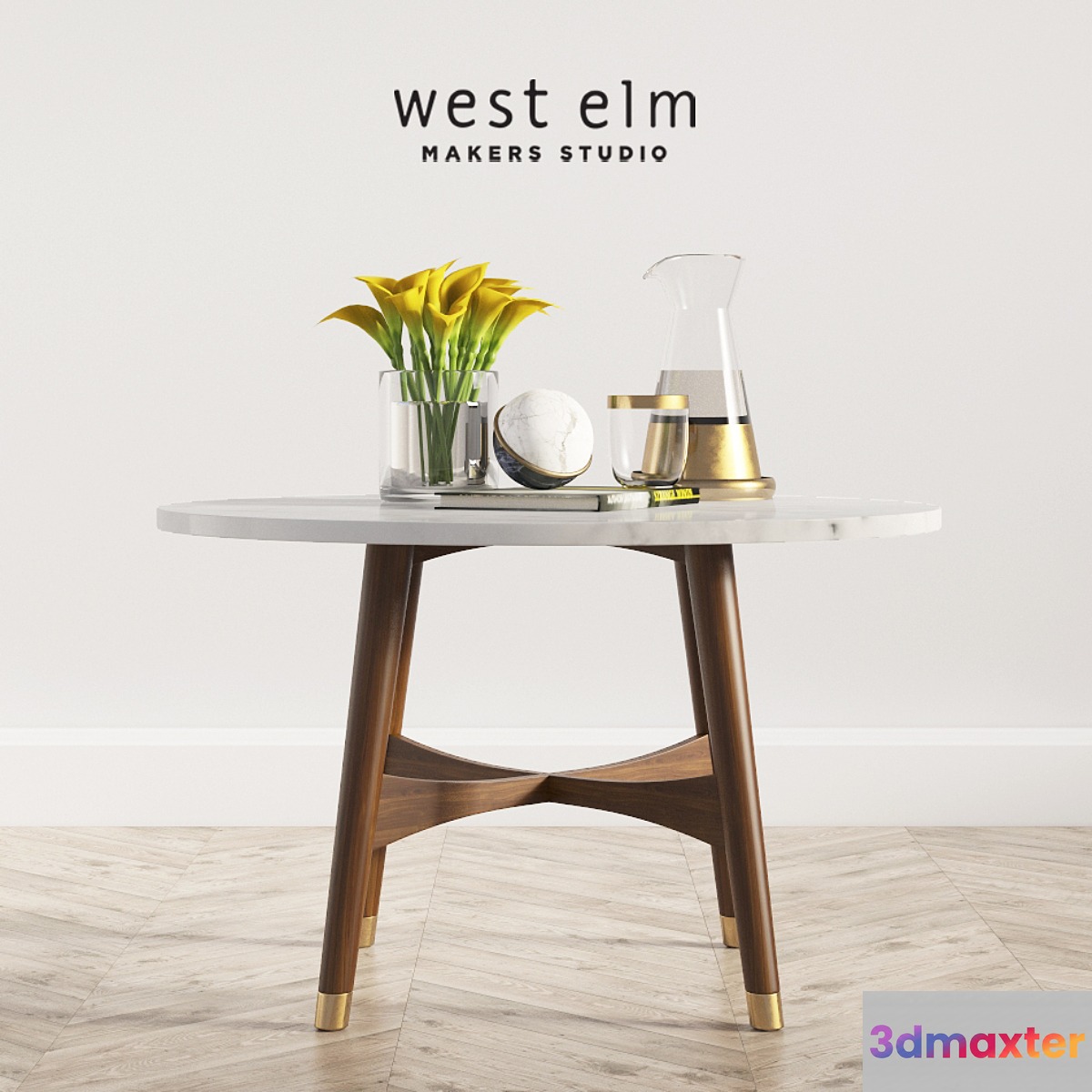 Reeve Mid-Century Coffee Table Westelm 3D Max