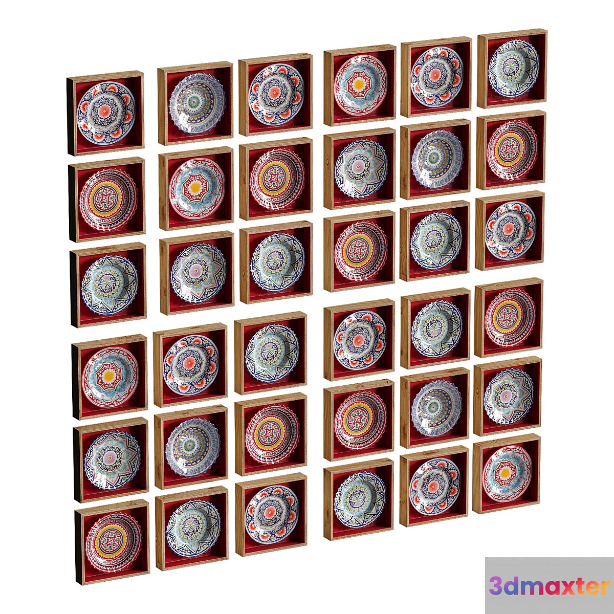 Set of oriental plates 3D Max