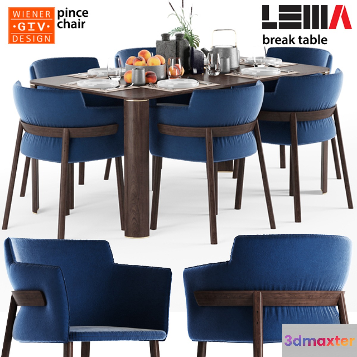 Gebrüder Thonet Vienna - Pince chair and LEMA Break table 3D Max