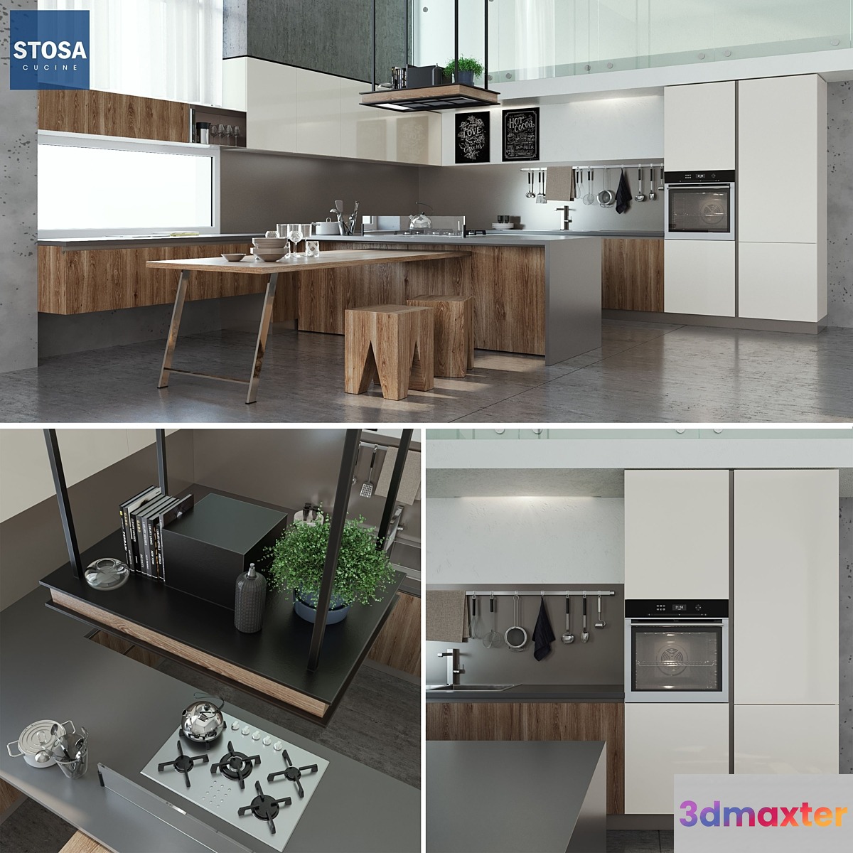 Kitchen Cucine Stosa Infinity Diagonal 3D Max