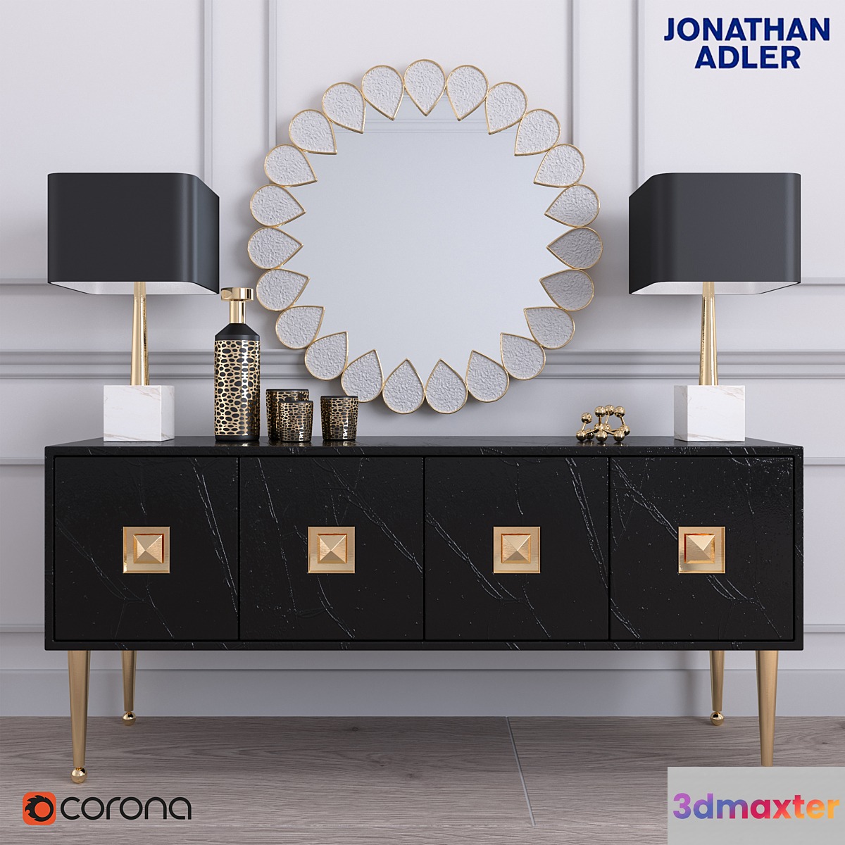 CRAWFORD FOUR DOOR CONSOLE BY JONATHAN ADLER 3D Max