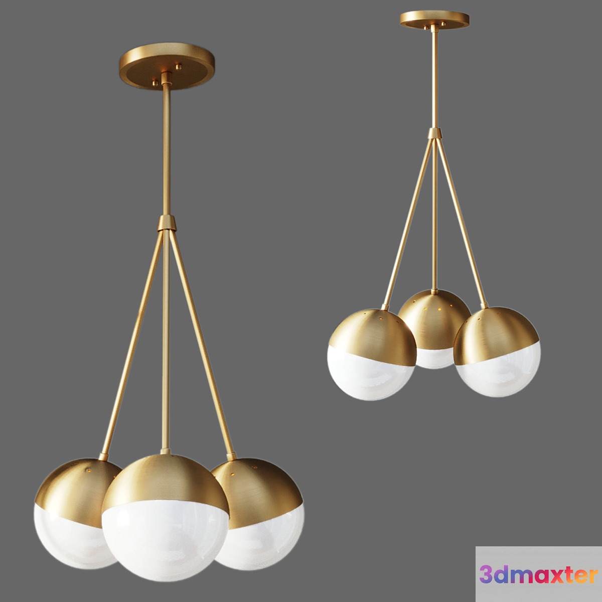 Suspended lamp copper light chandelier 3 3D Max