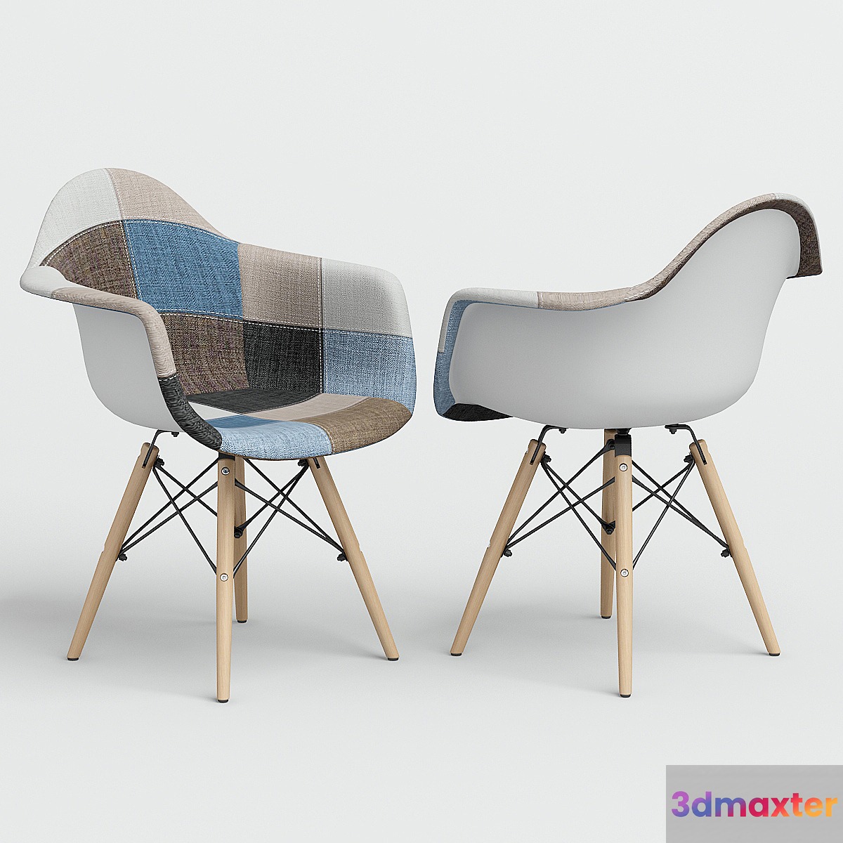 Chair Eames Style DAW Patchwork + plastic. - No.2