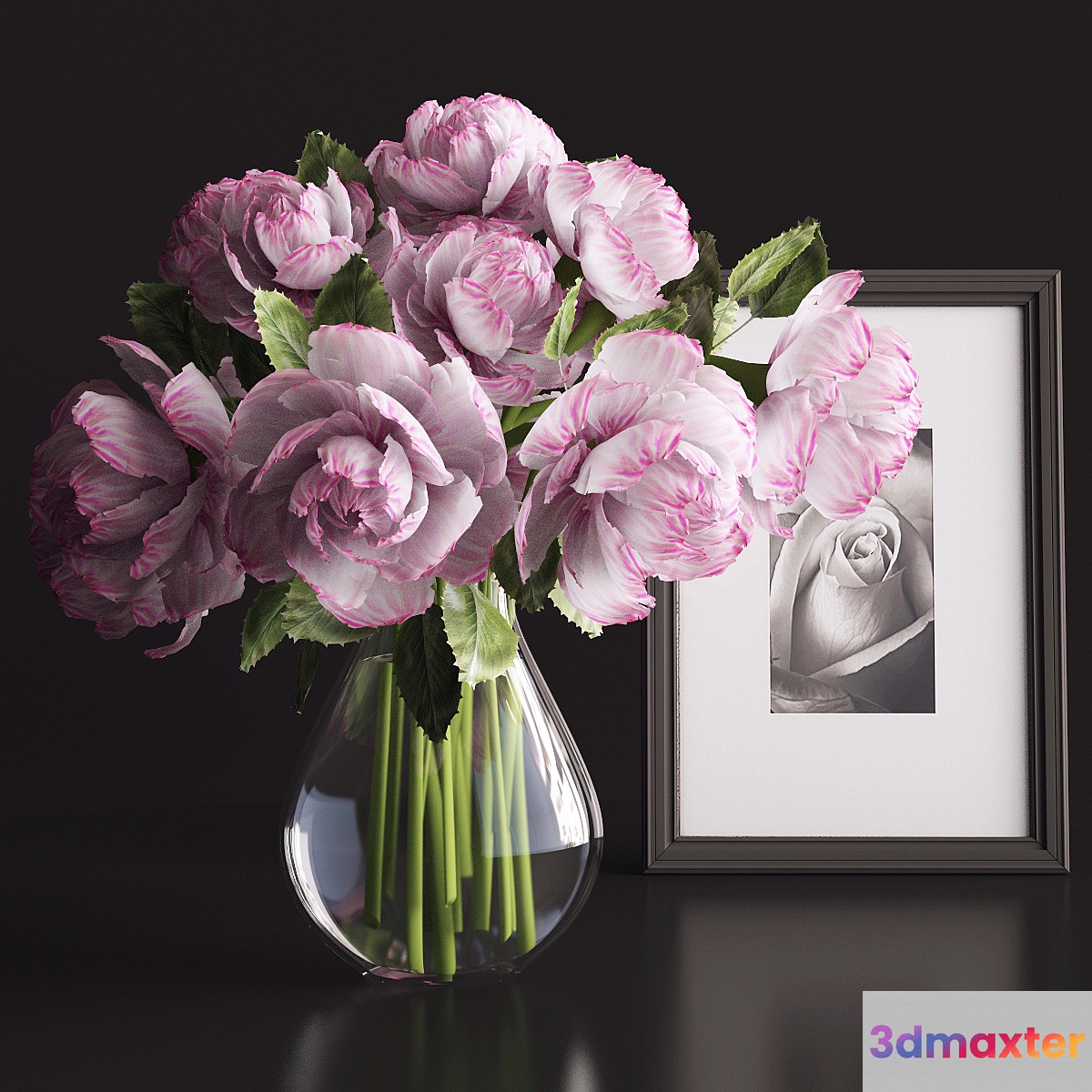 A bouquet of flowers in a vase 3D Max