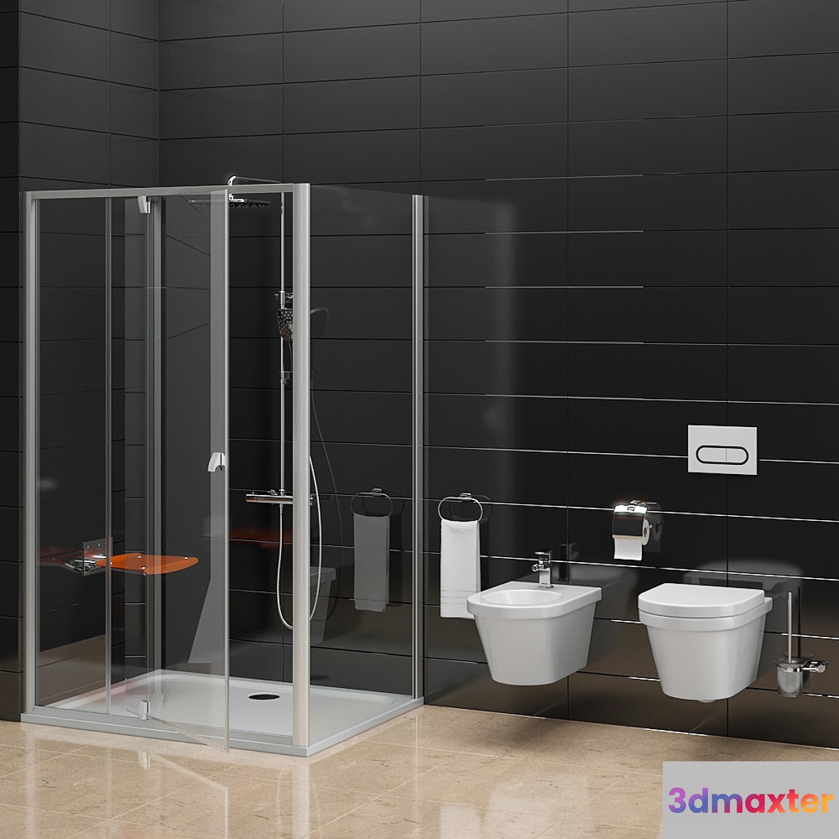 Shower Ravak Pivot and toilet bidet Ravak Chrome 3D Max