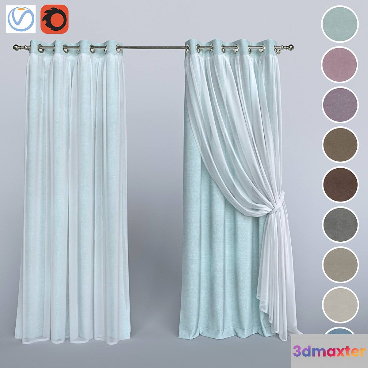 The curtain with the tulle 1 3D Max