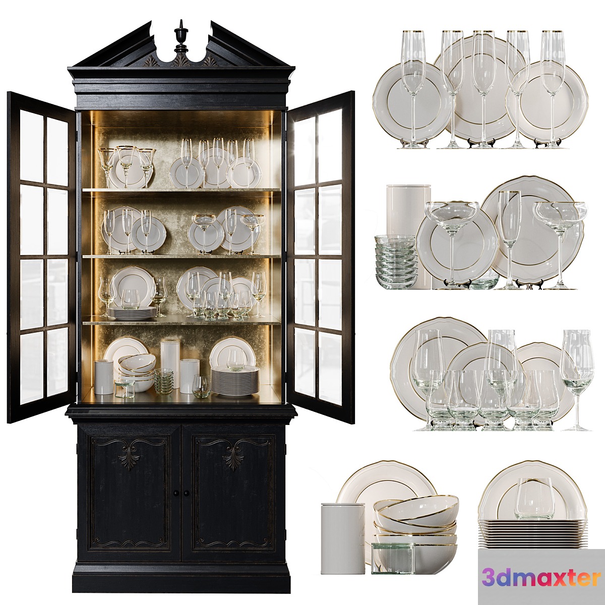 Antique Сupboard With Dishes - No.2