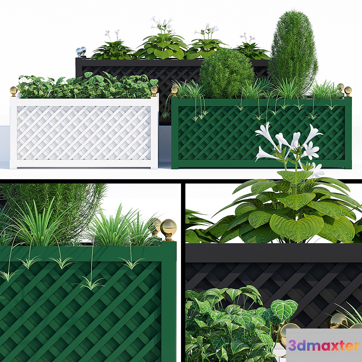 Treillage jardinieres 3D Max