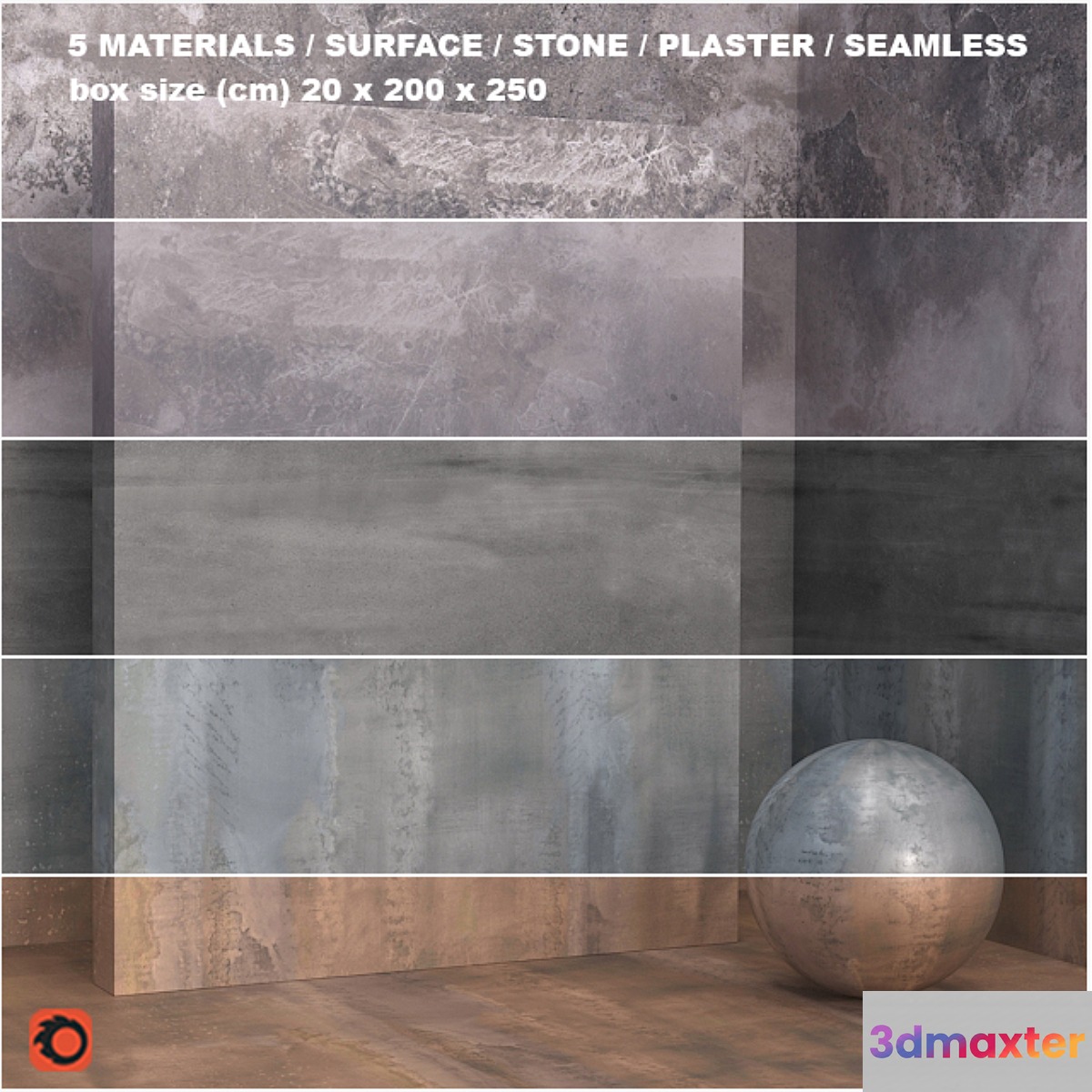 5 materials (seamless) - coating plaster - set 28