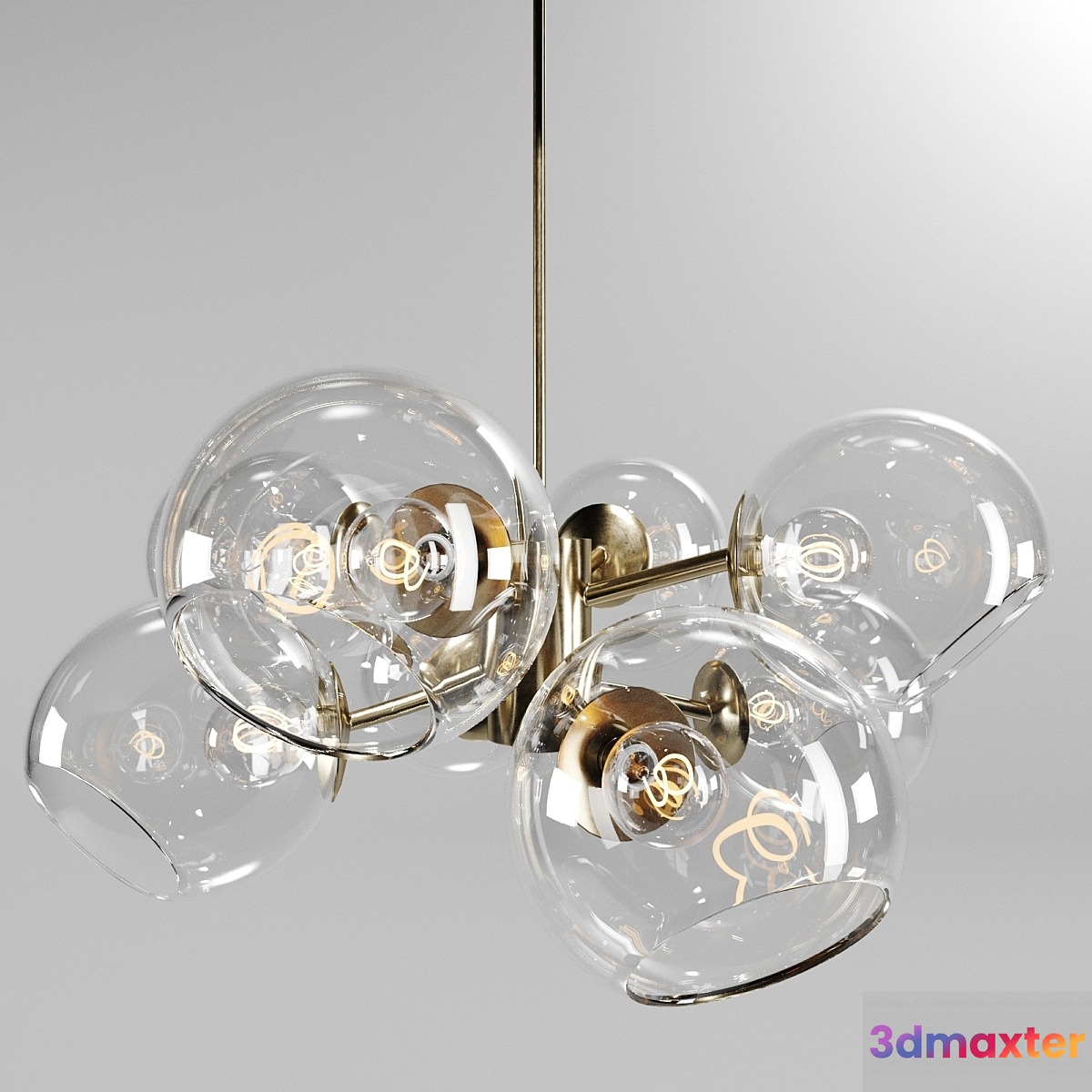Chandelier west elm Staggered Glass Chandelier - 9-Light 3D Max