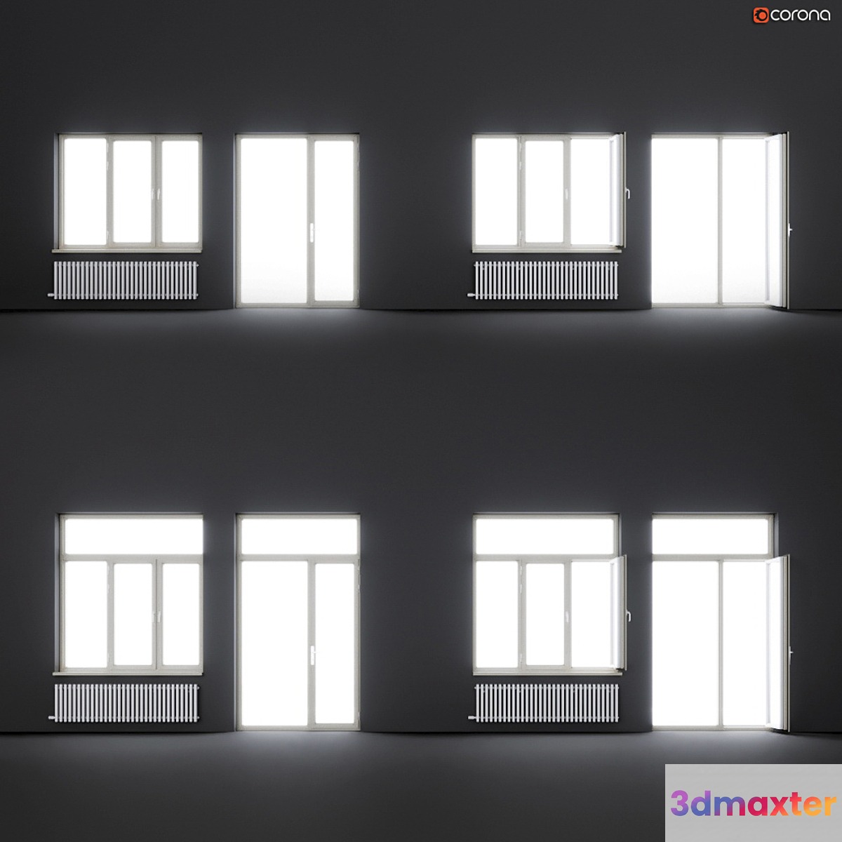 Wood-aluminum windows - No.2 3D Max