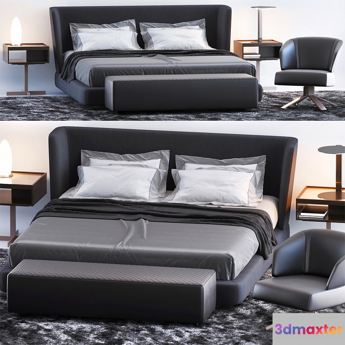 BED BY MINOTTI 4 3D Max