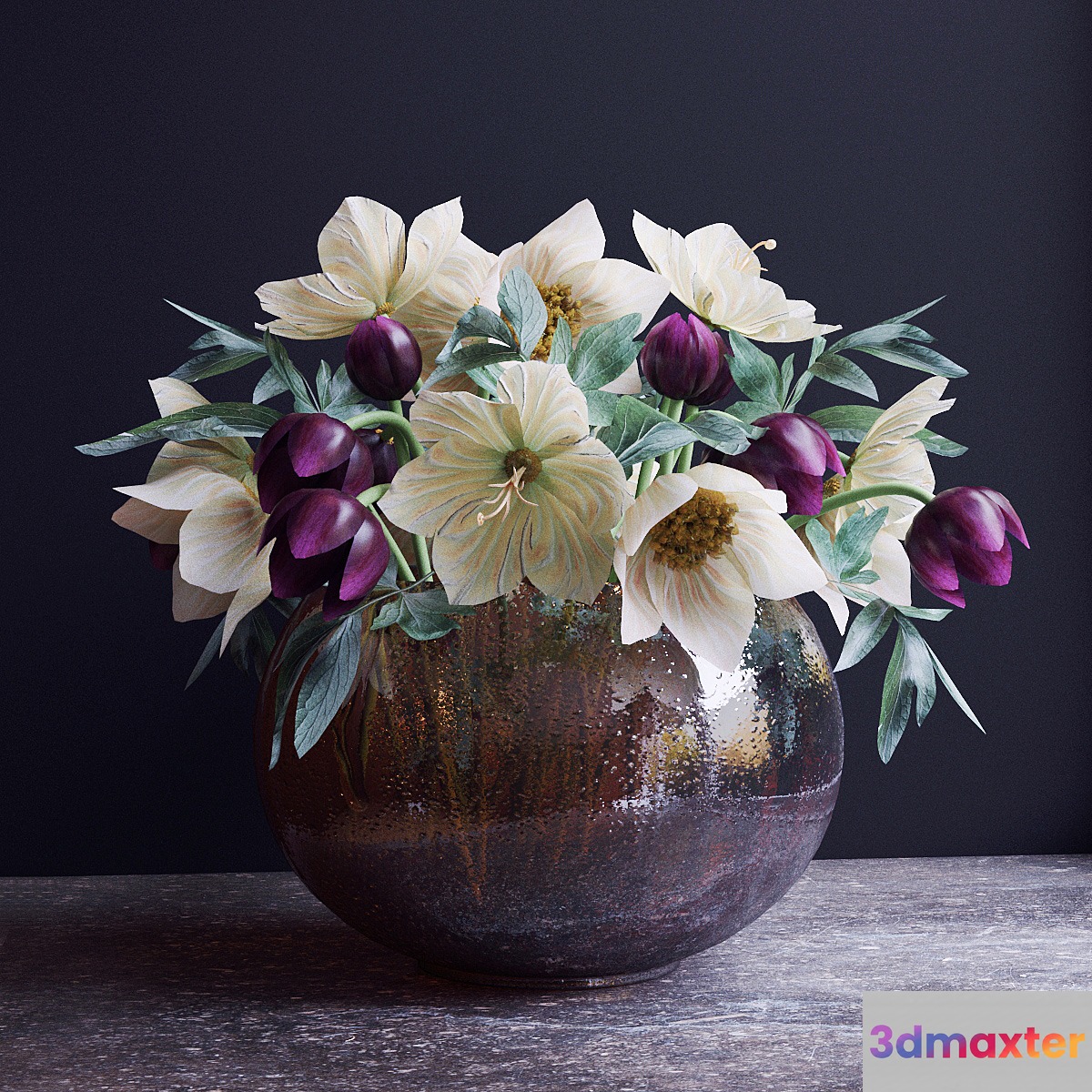 Bouquet of flowers in a vase 5 3D Max