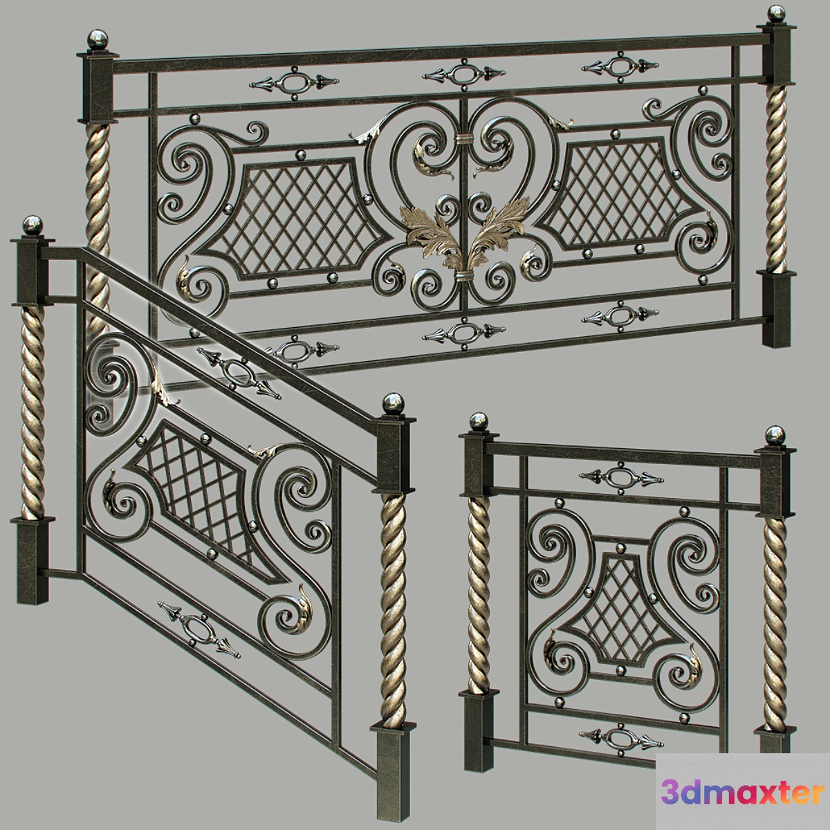 Fences forged railing 3D Max