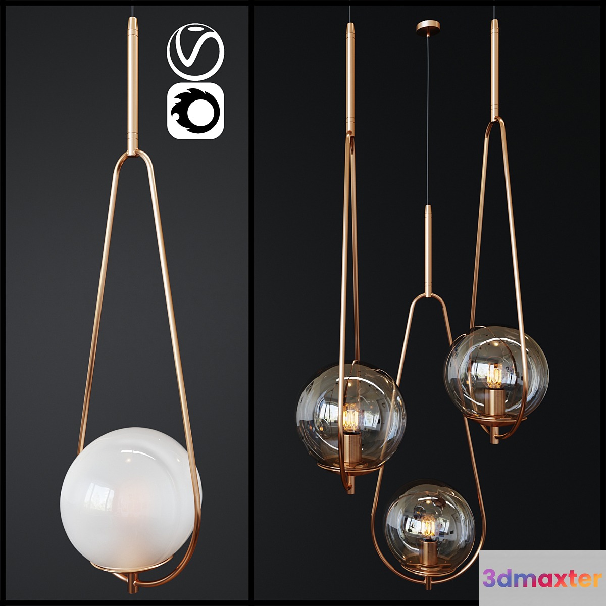 Pendant Lamp Loop Brass _ 2 3D Max
