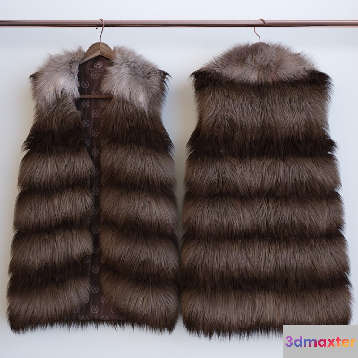 fur vest on a hanger and on a dummy 3D Max