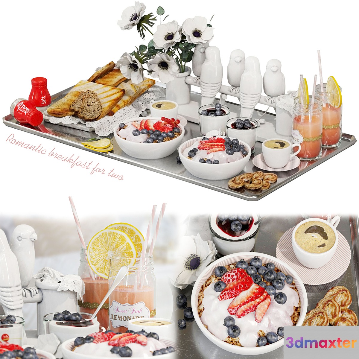 Romantic breakfast for two 3D Max