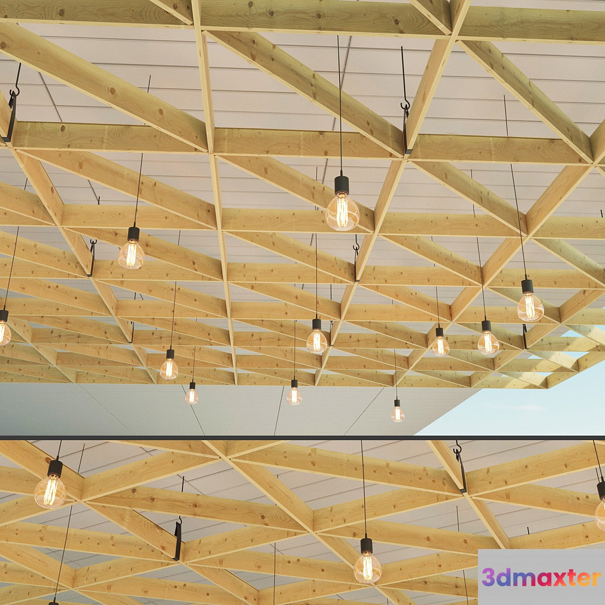 Wooden suspended ceiling 3D Max