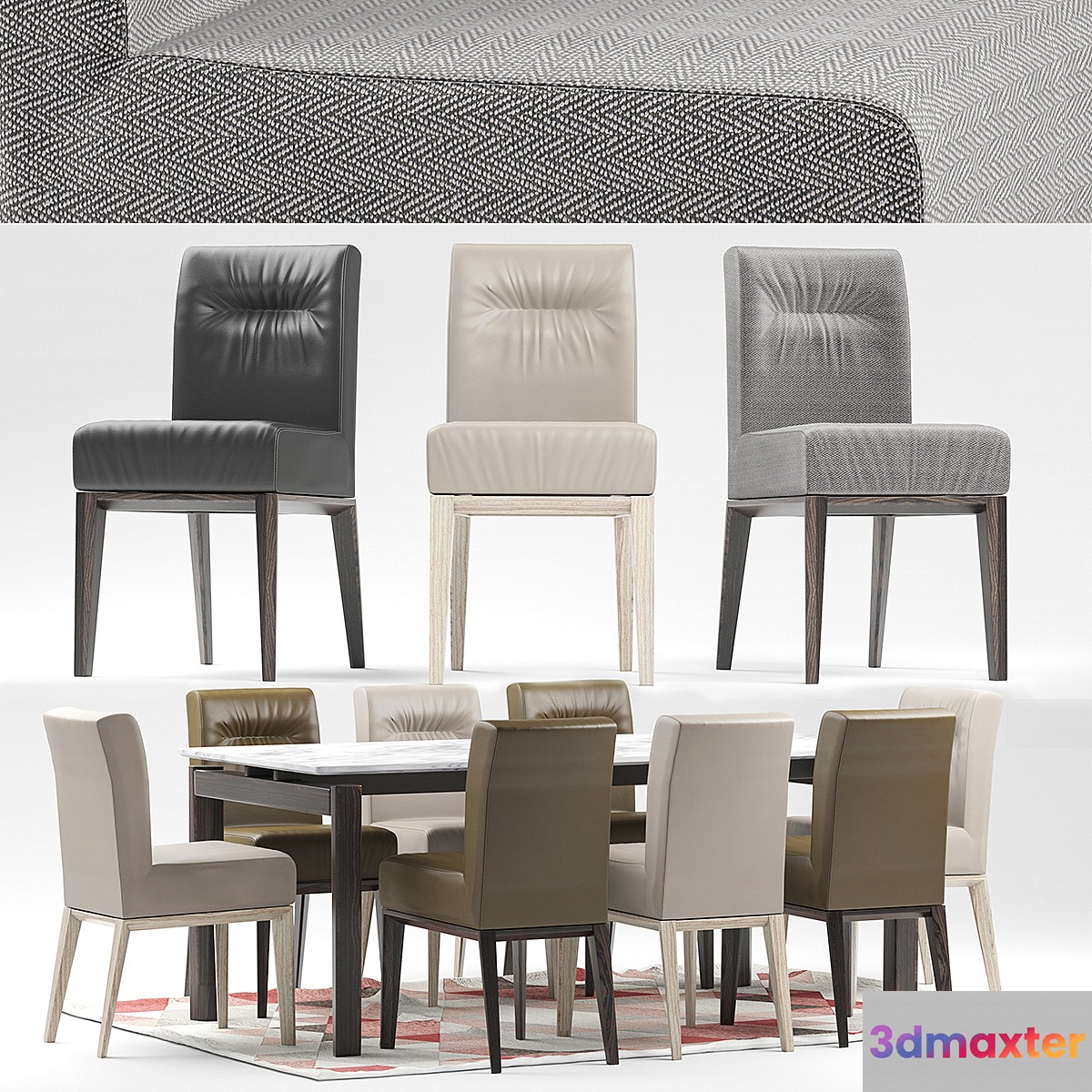Calligaris Esteso Wood table and Calligaris Tosca chairs 3D Max