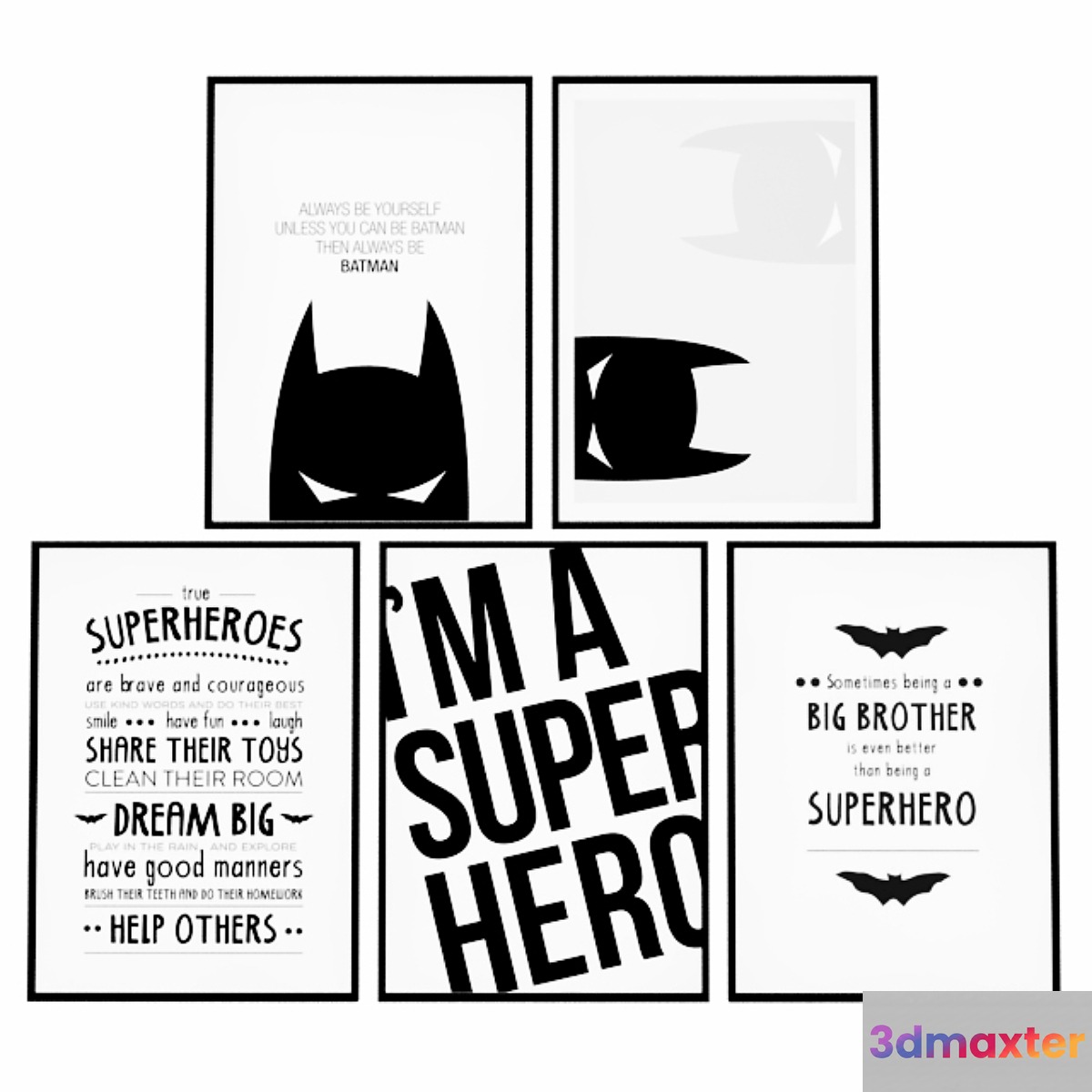 Posters for the children's room - Batman superhero. 3D Max