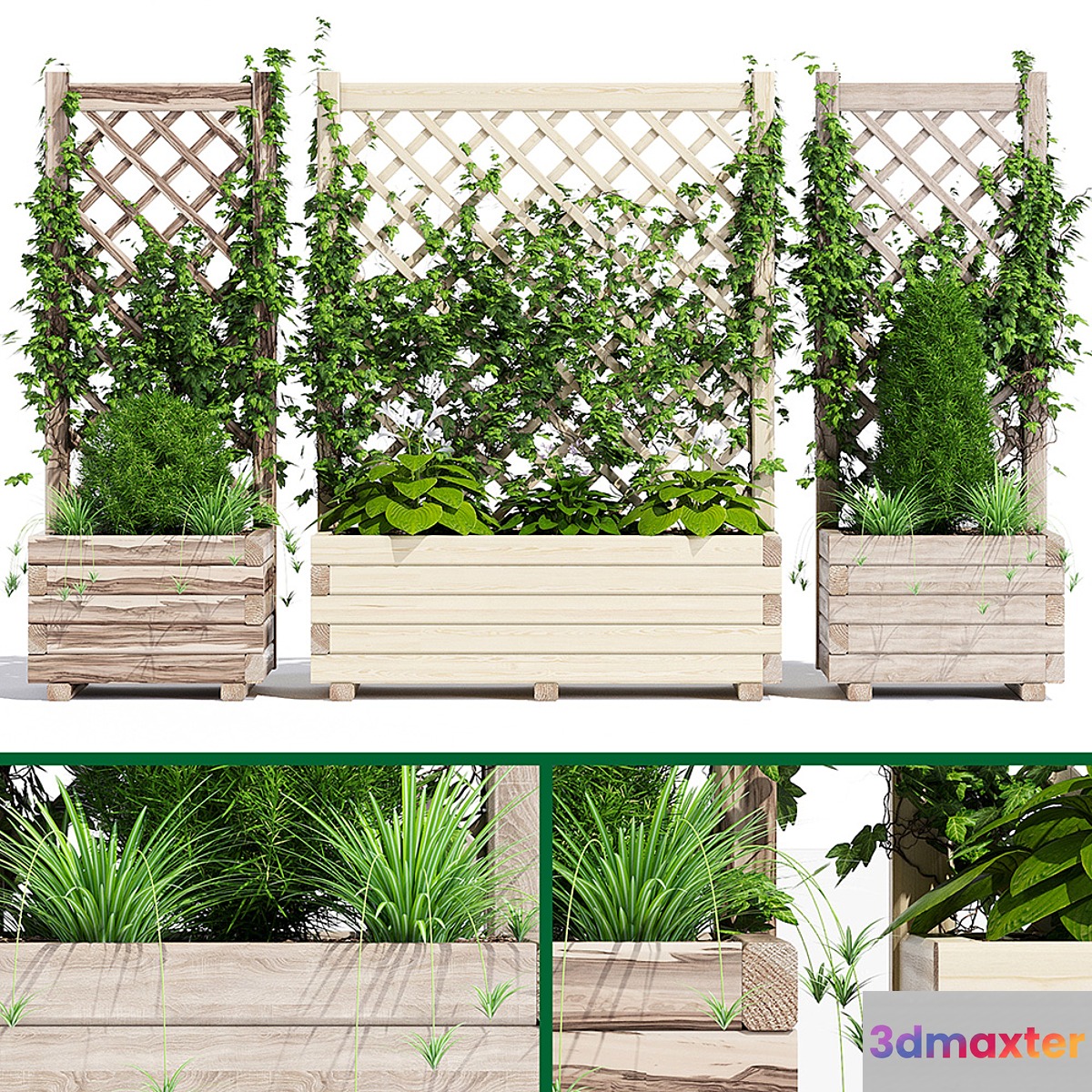 Planter with lattice 3D Max