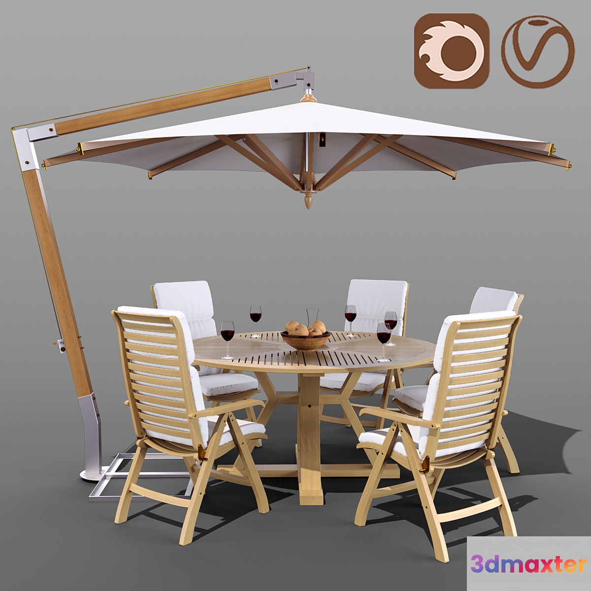 Set of garden furniture Brafab with a Garden Way umbrella