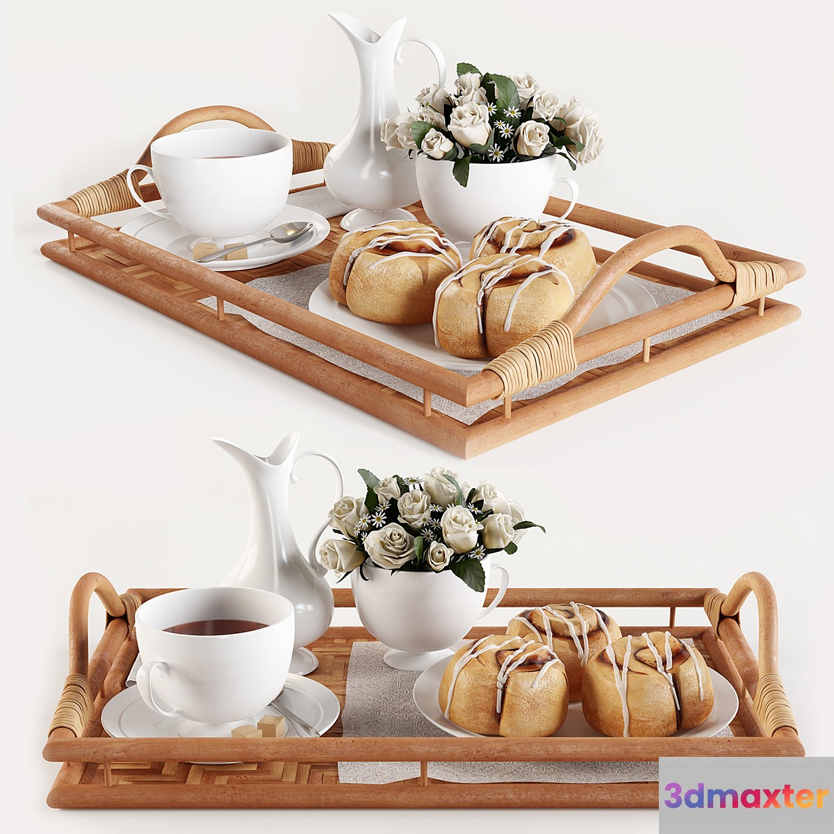 Breakfast on the tray W003 3D Max