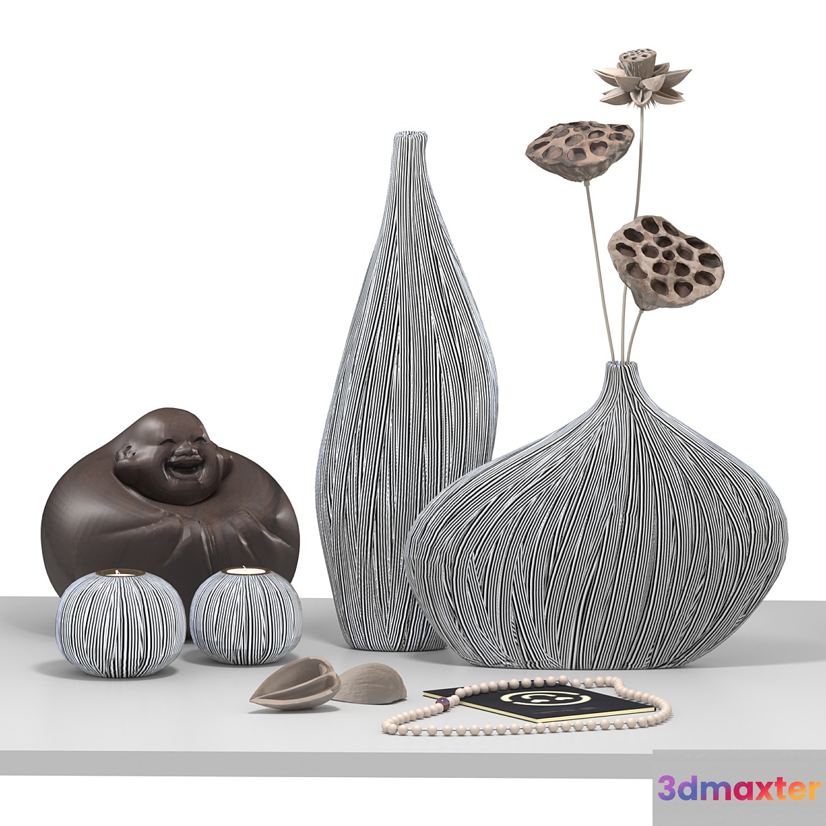 Decorative set of statue Hotej + vase