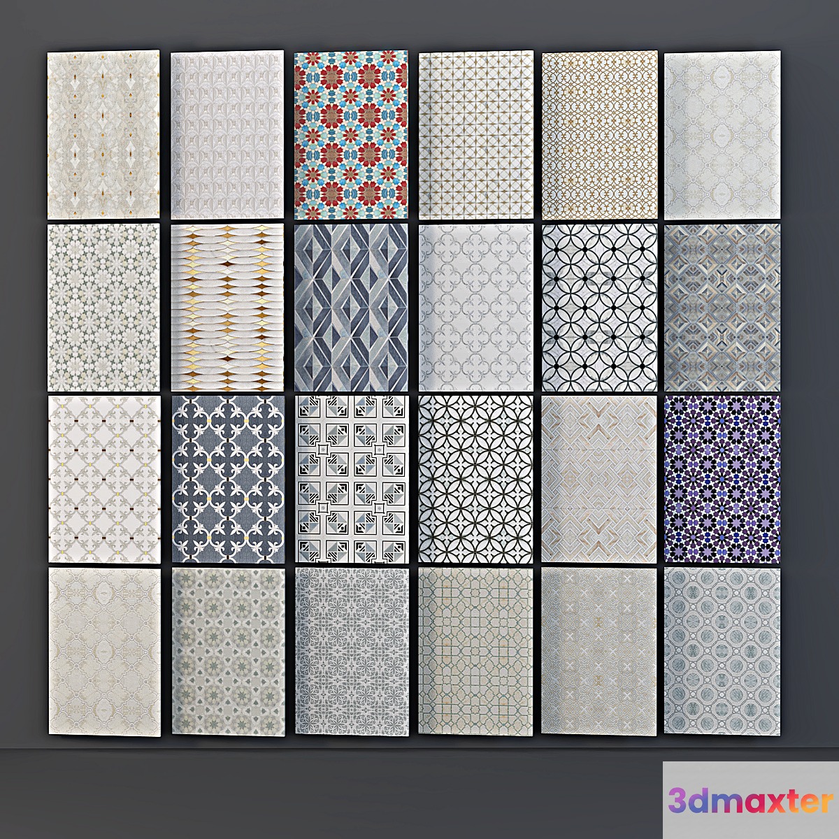 set of 23 seamless textures mosaic tile new ravenna 3D Max