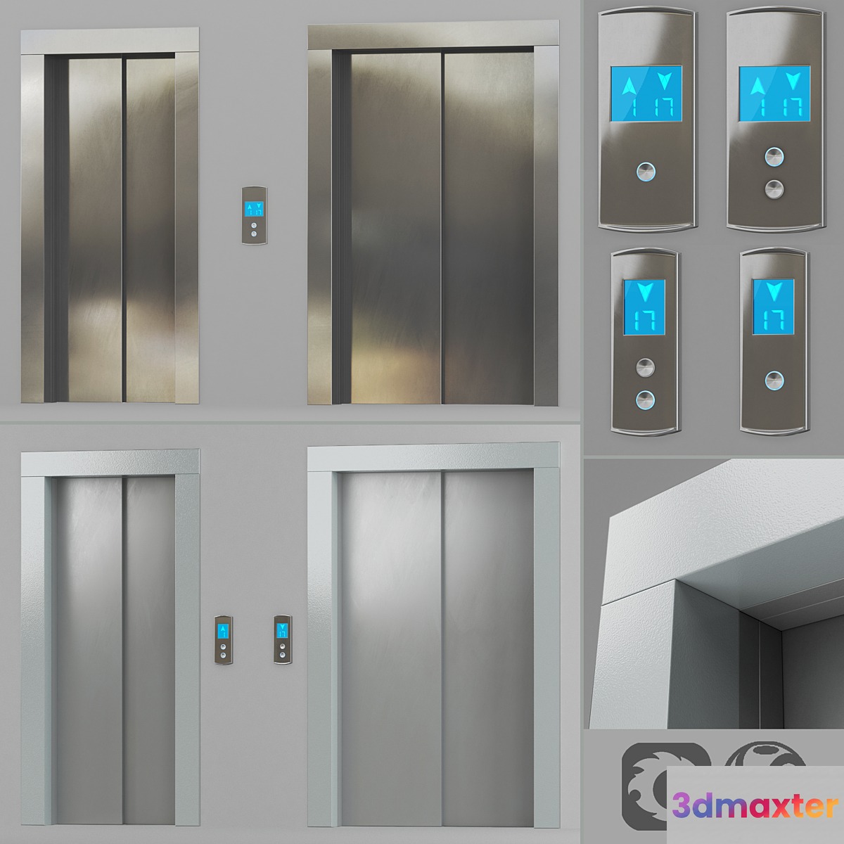 Doors with facings and post-call lift OTIS in 2 colors