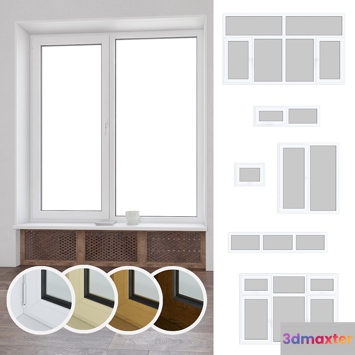 Set of plastic windows 01 3D Max
