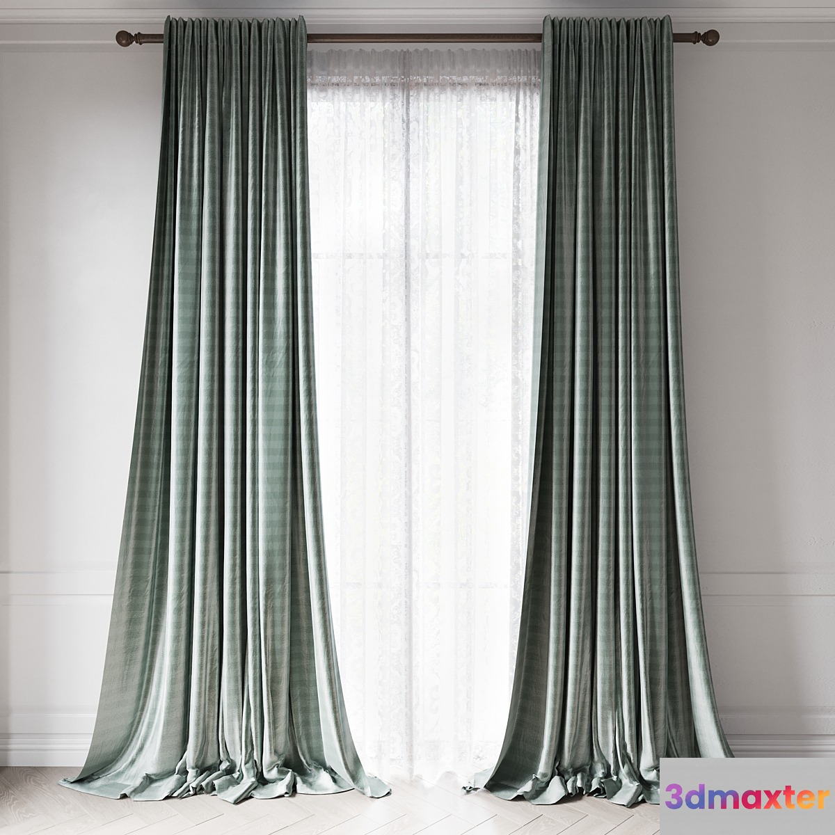 curtains RH _ THAI SILK TONAL STRIPE 3D Max