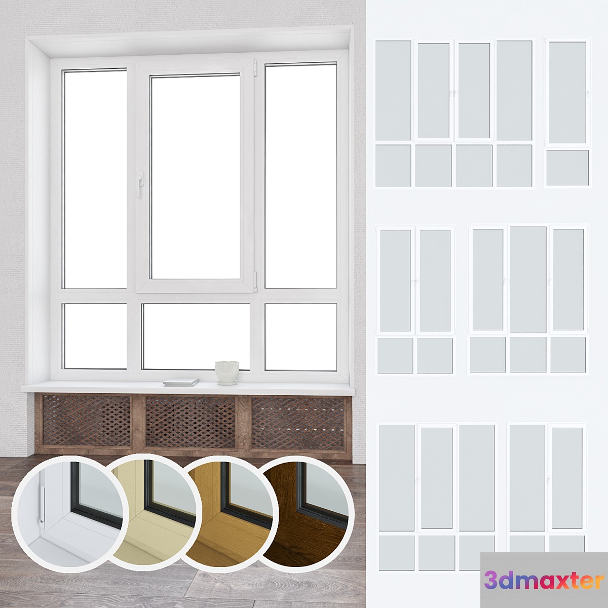 Set of plastic windows 05 3D Max