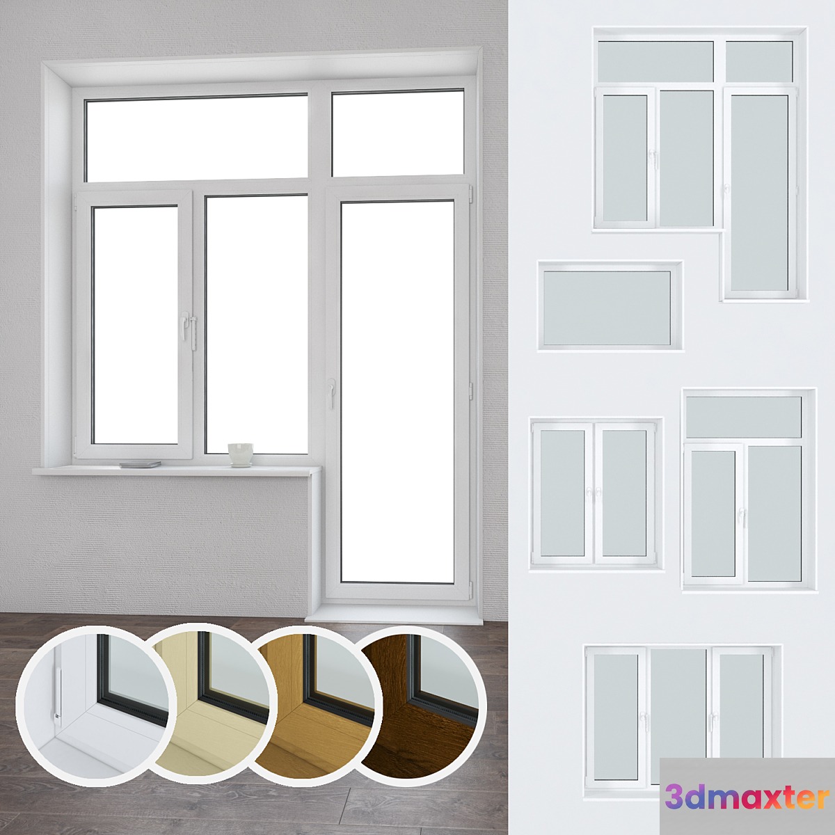 A set of plastic windows 06 3D Max