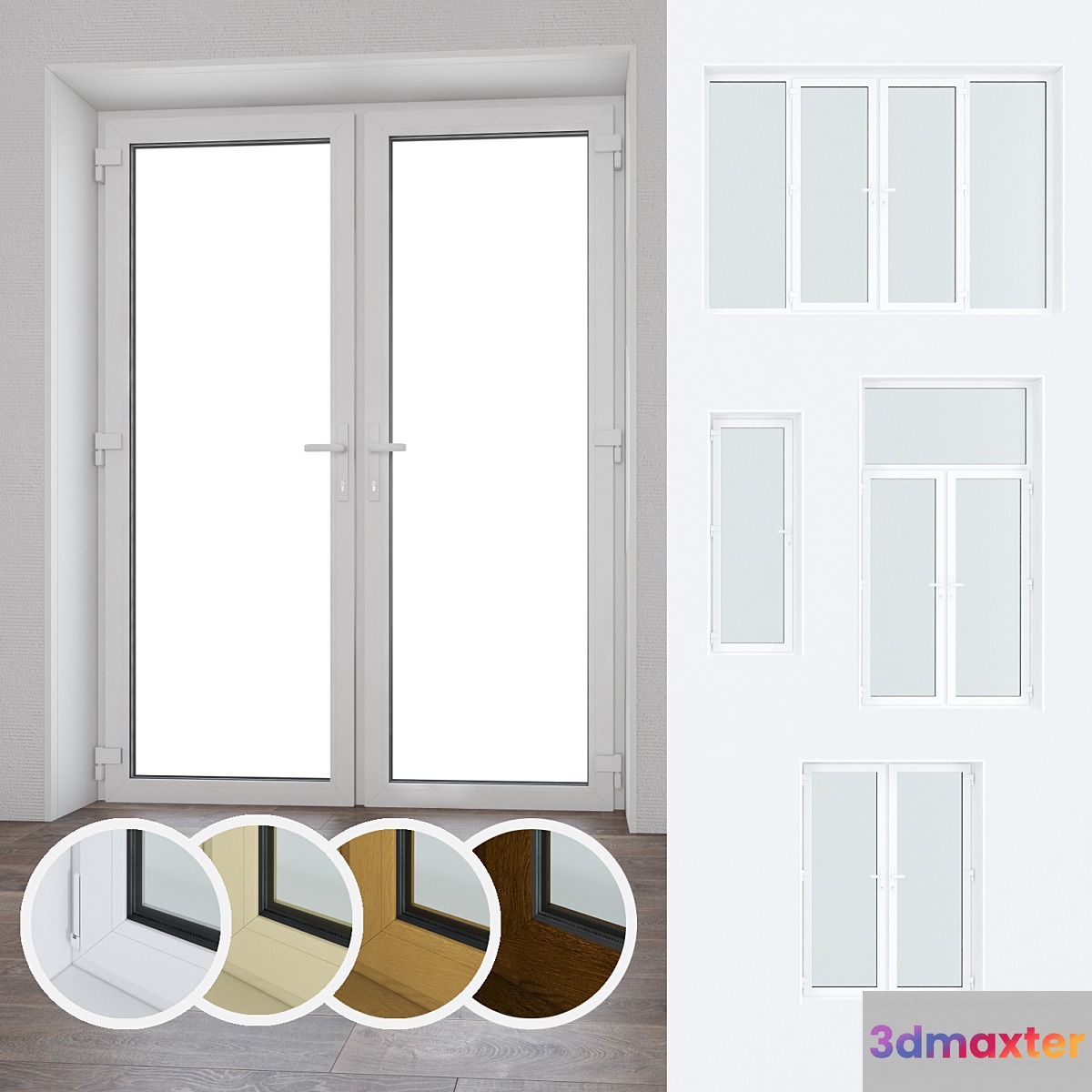 A set of plastic windows and doors 09 3D Max